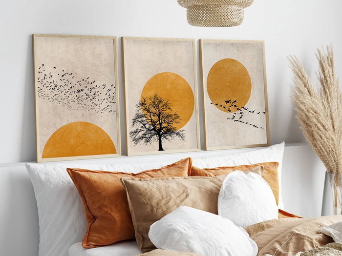 Wallity Cuadro Decorativo Enmarcado en MDF de 3 Piezas 30 x 40 cm